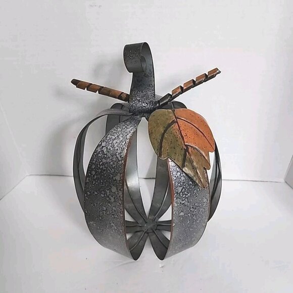 Metal Pumpkin Fall Decor Hammered Galvanized Sheet Thanksgiving Industrial 10" - Picture 2 of 13